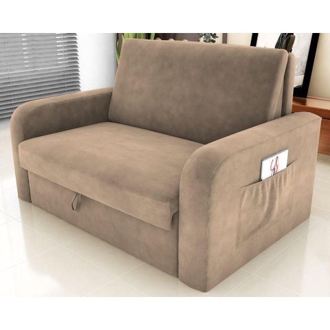Sofá Cama Nora 2 Lugares Retrátil e Reclinável Bege Suede Matrix
