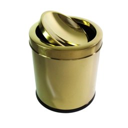 Kit Lixeira Dourada Aço Inox Basculante 3l e Escova Sanitária France Fineza - 3