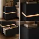 Ver imagem 4 de Mesa de Cabeceira 45cm MDF com LED 2 Gavetas Lateral Lumiar para Quarto Casal:Preto