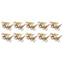 Ver imagem 1 de Kit 10 Conjuntos De Mesa Dobravel Com 2 Cadeiras De Madeira 70X70 - Mel - Amarelo