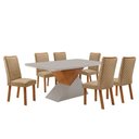 Ver imagem 2 de Mesa de Jantar Aster 180cm Tampo MDF e Vidro Canto Copo com 6 Cadeiras Lira Moderna