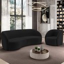 Ver imagem 2 de Kit Sofá 4 Lugares Eron 318cm com Poltrona Giratória Angelina M03 Veludo Preto - Lyam Decor