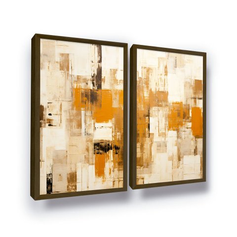 Kit Quadro Grande com Moldura Abstrato Hall Sala