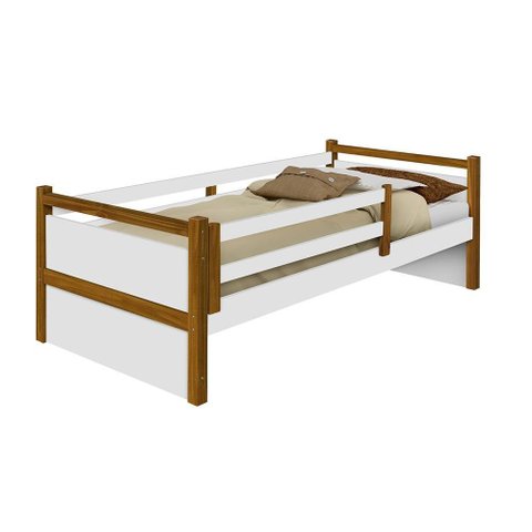 Cama Solteiro com Grade Bianca Branca e Mel