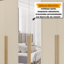 Ver imagem 6 de Guarda-Roupa 6 Portas com Espelho com 5 Gavetas Internas 1 com Divisória e Maleiro Estrela Marrom/Cinamomo/Off White