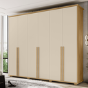 Ver imagem 3 de Guarda-Roupa 6 Portas com Espelho com 5 Gavetas Internas 1 com Divisória e Maleiro Estrela Marrom/Cinamomo/Off White