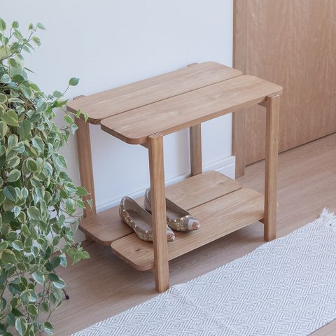 Sapateira Banco Laguna 2 Prat 60cm em Madeira Amêndoa