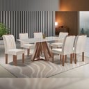 Ver imagem 4 de Mesa Kyra 170CMX90CM 6 Cadeiras Arizona Tampo Smart Plus Vidro Off White