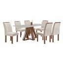 Ver imagem 1 de Mesa Kyra 170CMX90CM 6 Cadeiras Arizona Tampo Smart Plus Vidro Off White