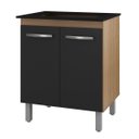 Ver imagem 1 de Balcão Cooktop 2 Portas 5 Bocas MDP UV Pés Reguláveis Jasmim Savana/Preto