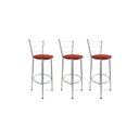 Ver imagem 1 de Kit 3 Banqueta Alta Prata Cozinha Gourmet Americana Balcão:vermelho