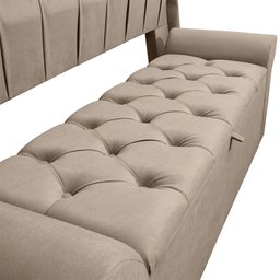 Conjunto Cabeceira Box com Recamier Divã para Cama Queen 1.60 Dubai Pávia Cappuccino - Lh Móveis - 2
