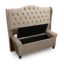 Conjunto Cabeceira Box com Recamier Divã para Cama Queen 1.60 Dubai Pávia Cappuccino - Lh Móveis - 11
