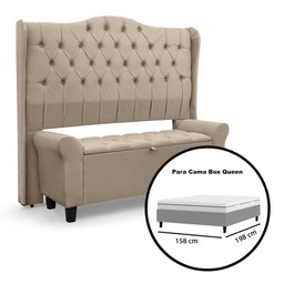 Conjunto Cabeceira Box com Recamier Divã para Cama Queen 1.60 Dubai Pávia Cappuccino - Lh Móveis - 6