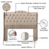 Conjunto Cabeceira Box com Recamier Divã para Cama Queen 1.60 Dubai Pávia Cappuccino - Lh Móveis - 8