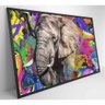 Quadro Pitura Colorida Elefante 120x80 Cm Tecido Canvas - 8