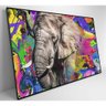 Quadro Pitura Colorida Elefante 120x80 Cm Tecido Canvas - 6
