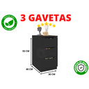 Ver imagem 5 de Gaveteiro 3 Gavetas Escritório Preto Novidade AJL STORE