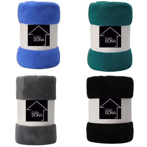 Kit com 2 Mantas Microfibra Fleece Casal Sortida