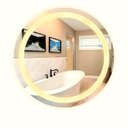 Ver imagem 4 de Espelho Redondo Jateado Iluminado com Led Quente Frontal 70cm Woodglass Redondo 70cm Quente