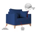 Ver imagem 5 de Poltrona Beny Decorativa com 2 Almofadas Veludo Azul Base em Madeira Maciça