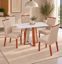 Ver imagem 1 de Conjunto Mesa Viena com 4 Cadeiras Madeira Maciça, Detalhe em Botonê e Estofada Espresso Moveis
