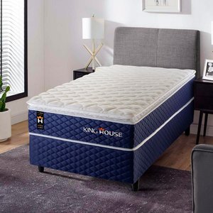 Cama Box Solteirão Lagras com Colchão Molas Ensacadas 96x203x60 Azul