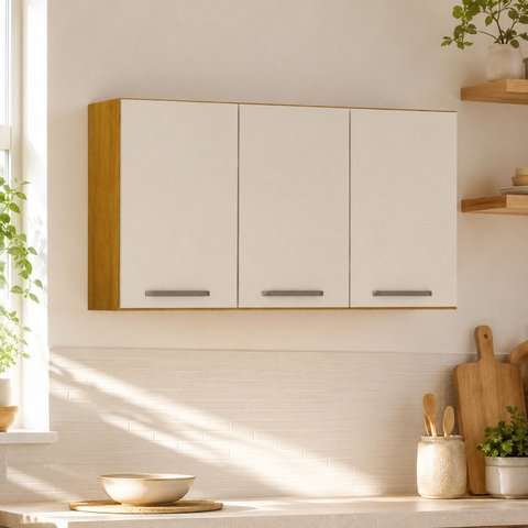 Armário Aéreo de Cozinha Mila 3 Portas Espresso Móveis