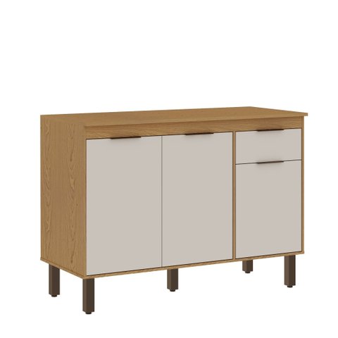 Balcão 120cm 3PTS 1GAV Madalena Cinamomo/Off White com Tampo