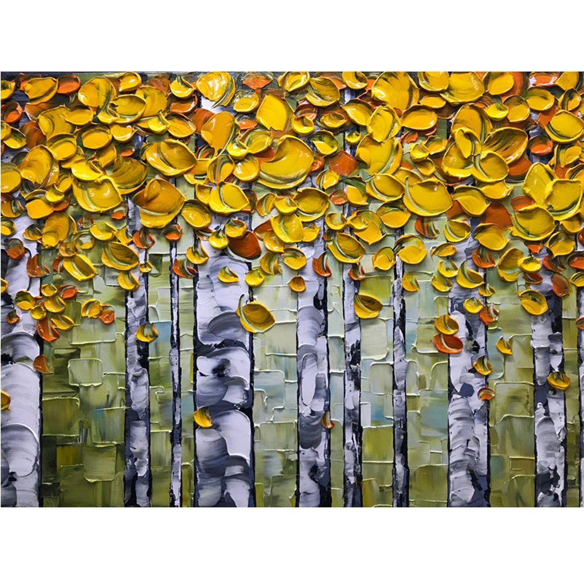 Quadro Pintura Tela bordo verde handmade amarelo 5538: 60cm (A) x 110cm (L) - 4