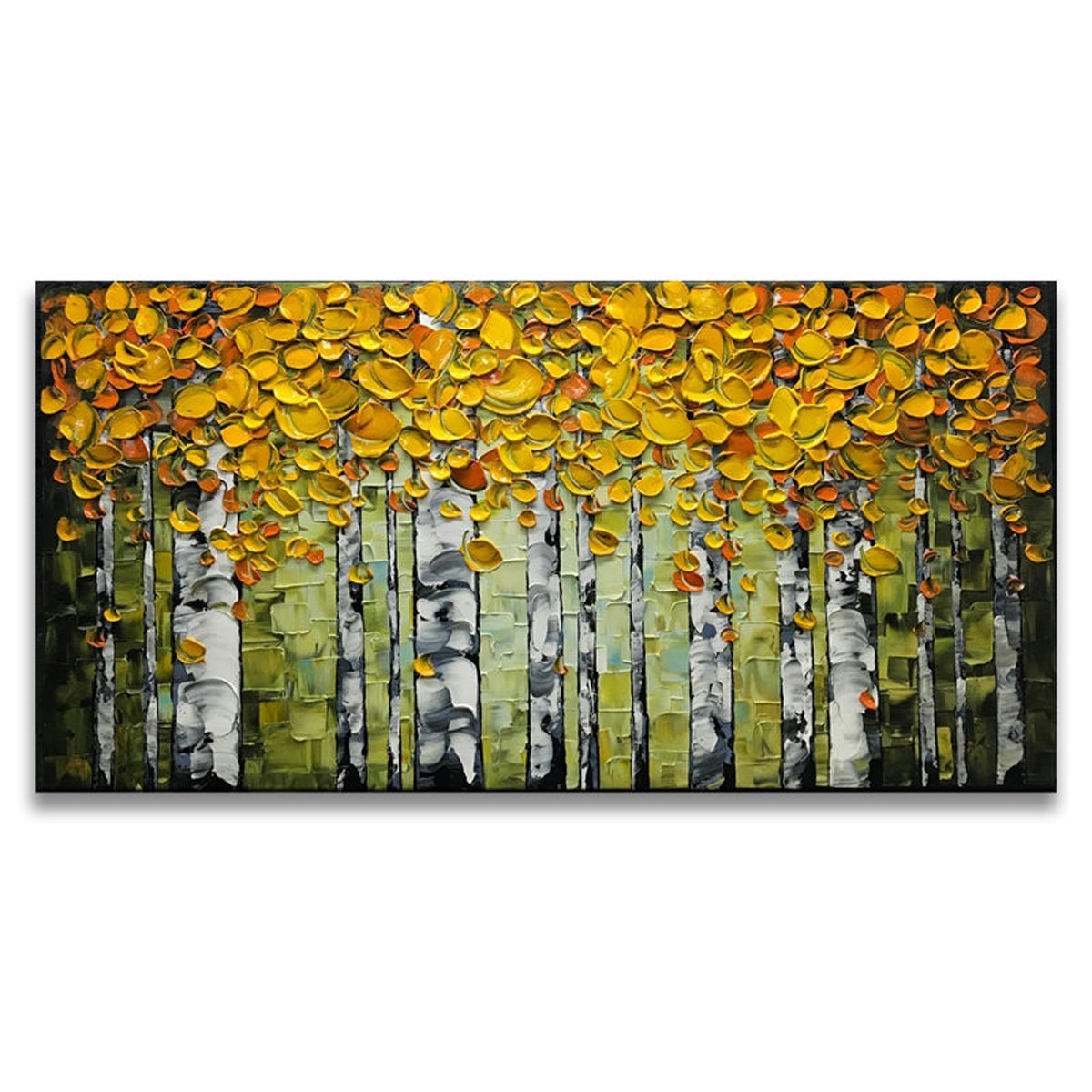 Quadro Pintura Tela bordo verde handmade amarelo 5538: 60cm (A) x 110cm (L) - 2