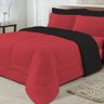 Edredom Dupla Face Queen Size Algodão Malha Preto Vermelho - 3