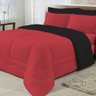 Edredom Dupla Face Queen Size Algodão Malha Preto Vermelho - 2