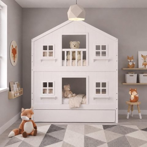 Treliche Infantil Casinha Dos Sonhos com Fechamento Inferior Madeira Maciça Branco Megamobília