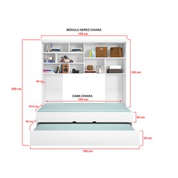 Conjunto de Quarto Chiara 4 Peças com Cama e Cama Auxiliar Phoenix Baby - 6
