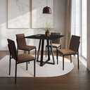 Ver imagem 1 de Conjunto de Jantar Mesa Mônaco 90cm Tampo Preto com 4 Cadeiras Estofadas Marrom - Cor: Preto