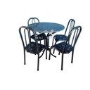 Ver imagem 1 de MESA DE JANTAR cozinha Mônaco C/ 4 CADEIRAS tampo GRANITO verdadeiro redonda 90cm AÇO cor CHUMBO Ql.