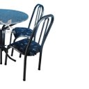 Ver imagem 2 de MESA DE JANTAR cozinha Mônaco C/ 4 CADEIRAS tampo GRANITO verdadeiro redonda 90cm AÇO cor CHUMBO Ql.