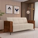 Ver imagem 2 de Sofá Living Decorativo Houston 2 Lugares 200cm Pés em Metal Linho/pu Bege/ Marrom G33 - Gran Belo