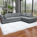 Ver imagem 1 de Sofá de Canto 5 Lugares - Sued Aveludado - Oni001:cinza