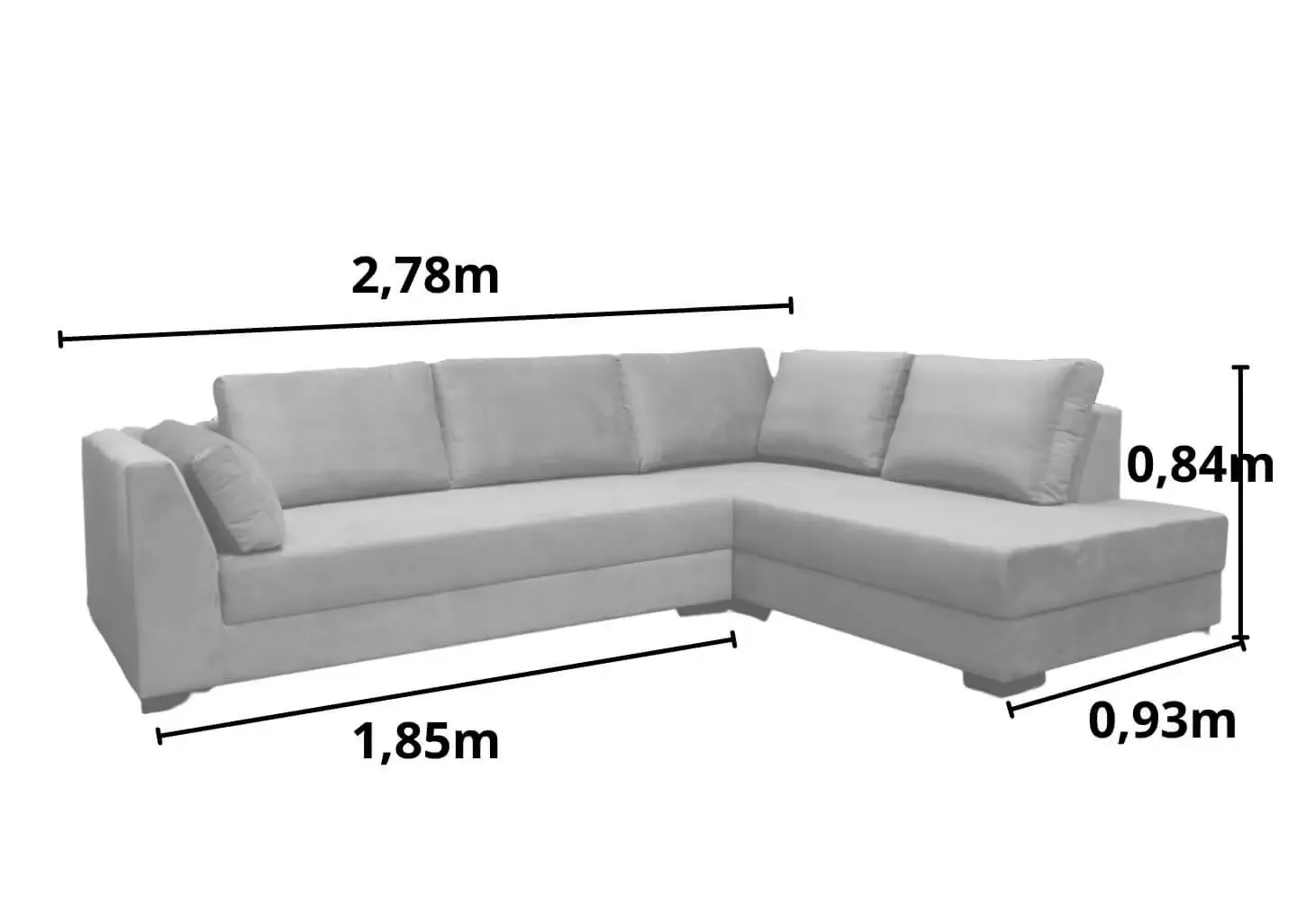 Ver imagem 2 de Sofá de Canto 5 Lugares - Sued Aveludado - Oni001:cinza