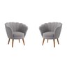 Kit 2 Poltronas Decorativas Pétala Sala de Estar Tecido Suede Cinza Claro Kimi Design - 1
