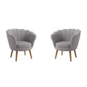 Ver imagem 1 de Kit 2 Poltronas Decorativas Pétala Sala de Estar Tecido Suede Cinza Claro Kimi Design