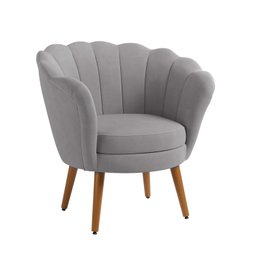 Kit 2 Poltronas Decorativas Pétala Sala de Estar Tecido Suede Cinza Claro Kimi Design - 2