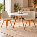 Ver imagem 2 de Conjunto Mesa de Jantar Redonda 80cm com 2 Cadeiras Saarinen Leda Almofadadas para Sala de Jantar Co
