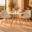 Ver imagem 4 de Conjunto Mesa de Jantar Redonda 80cm com 2 Cadeiras Saarinen Leda Almofadadas para Sala de Jantar Co