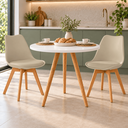 Ver imagem 3 de Conjunto Mesa de Jantar Redonda 80cm com 2 Cadeiras Saarinen Leda Almofadadas para Sala de Jantar Co