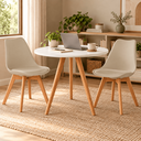 Ver imagem 1 de Conjunto Mesa de Jantar Redonda 80cm com 2 Cadeiras Saarinen Leda Almofadadas para Sala de Jantar Co