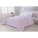 Ver imagem 1 de Kit Edredom 100% Algodão Percal 150 Fios Dupla Face Casal + Jogo de Cama 7 Peças - Rosa-branco