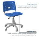 Ver mais imagens de Kit 4 Cadeiras de Escritório Base Giratória Elo Azul/Cinza